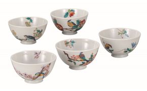 九谷焼　 5客軽量飯碗　花鳥絵変り　a02 172111_CY2082