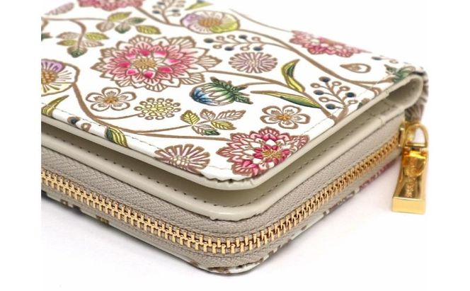 【文庫屋大関】二つ折りファスナーミニ財布 ダリア＜ベリーピンク＞【皮革工芸品】財布 二つ折り 小物 お札 カード 小銭 コンパクト 牛革 手作り 日本製 墨田区 東京都