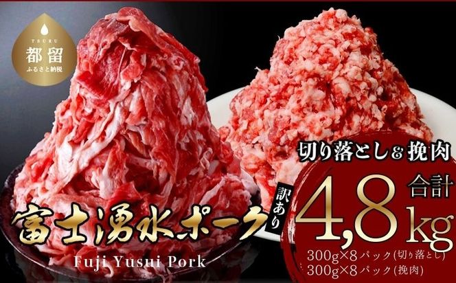 【9/1申し込みより冷凍発送！】 幻の銘柄豚 富士湧水ポーク 切り落としと挽肉のガッツリ盛りセット 4.8kg　DM028_01
