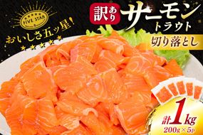 訳あり サーモン トラウト 切り落とし 総重量 1kg 200g×5p [カネダイ 宮城県 気仙沼市 20565178] 魚 魚介類 刺身 小分け 冷凍 鮭 さけ 海鮮 生食用 真空パック さけ サケ 食品 生食 サーモントラウト 手巻き寿司 丼 海鮮丼 カルパッチョ 個包装 お刺身