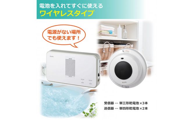 ワイヤレスチャイム（防水押しボタン＆受信機） 272183_AZ100