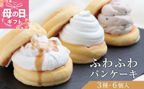 099H3000-1m 【母の日】パンケーキカフェcafeblowの「ふわふわパンケーキ」 3種6個（プレーン 塩キャラメル Wチョコ）