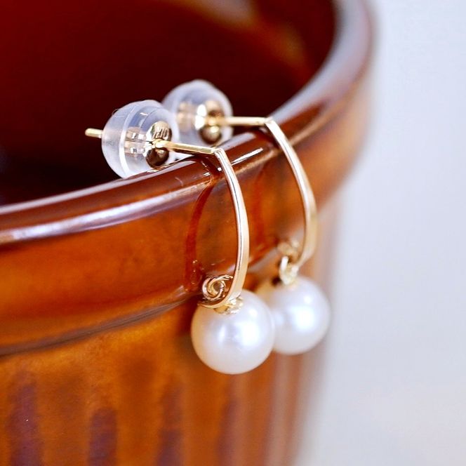 K10YG(10金) イエローゴールド 揺れる パール ピアス (5mm) 保証書付 SR-2222-1 242-042