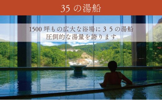 【35の湯船・1500坪の大浴場】第一滝本館 ペア日帰り入浴券 (2枚) 登別温泉 北海道 日帰り温泉 入浴券 利用券 チケット 温泉宿 老舗旅館 露天風呂 サウナ 地獄谷 2名
