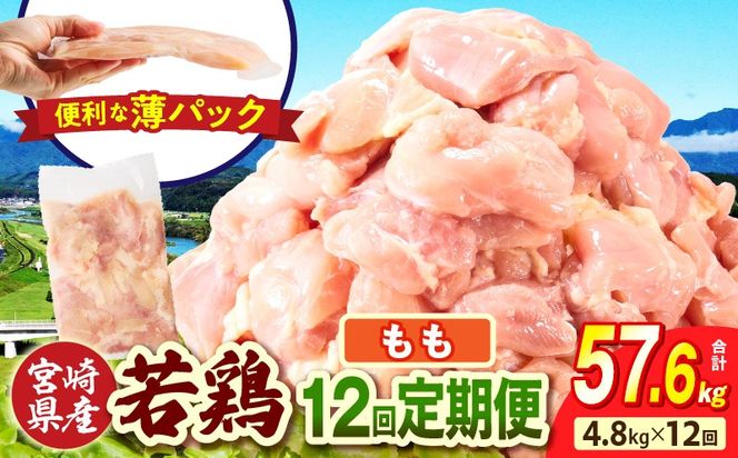 宮崎県産 若鶏切身もも肉 4.8kg（300g×16袋）【12か月定期便】_b0792_it_x2