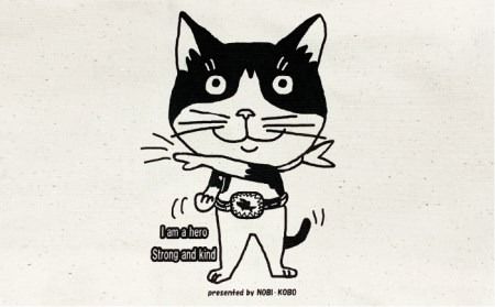 キャンパス 地 トート バッグ 「 ヒーロー 猫 」 《糸島》【のび工房】 【いとしまごころ】[ADZ011] エコバッグ 猫 三毛猫 ぶち猫 かわいい 糸島