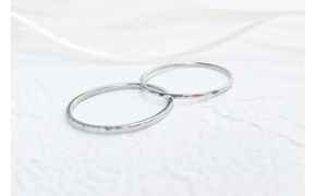 【プラチナ ペアリング】丸つち目 極細＆細リング（ハンドメイド）- ギフト包装付き - 232238_WW137