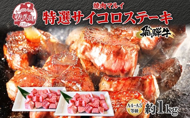 マルイ特選 サイコロステーキ 約1kg A4～A5等級使用 飛騨牛 焼肉 肉 牛 牛肉 お肉 国産 和牛 国産牛 焼肉マルイ サイコロ サイコロ肉 一口サイズ BBQ フライパン調理 冷蔵 真空パック お取り寄せ 送料無料 岐阜県 安八町