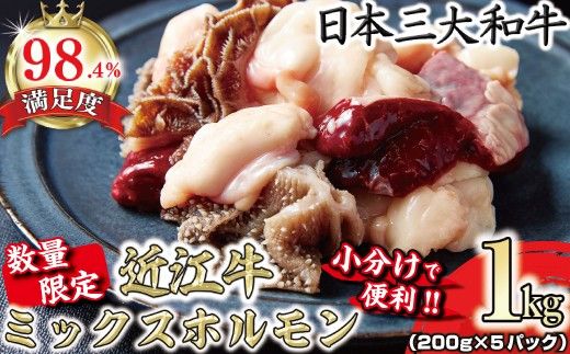 【一週間以内発送】数量限定　希少近江牛　ミックスホルモン1ｋｇ(200g×5パック)小分けで便利【FO31W】
