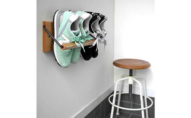 Sneaker wall スニーカーウォール  SW-450TM タモ（おおよそ2足収納 タモ無垢材 壁掛け 木製 シューズラック スリッパラック）【配達不可：沖縄・離島】 雑貨 日用品 