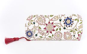 【文庫屋大関】メガネケース　花更紗【皮革工芸品】 ファッション小物 民芸品 