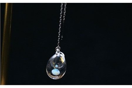 moon アロマ チェーン ピアス しずく / アイス Pt850 ( プラチナ )《糸島》【タビノキセキ】 [ADB029] アクセサリー アロマ ピアス ガラス ハンドメイド クラフト