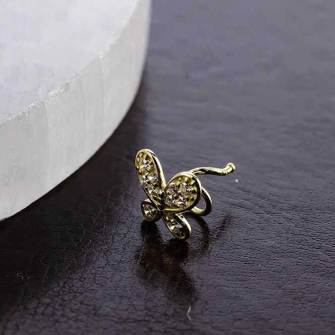 蝶 18金 キャッチのいらないピアス ダイヤモンド レディース 0.12ct K18YG 片耳 つけっぱなし ピアス イエローゴールドk18 キャッチナッシャー 260305bd400dyubd SWAA386