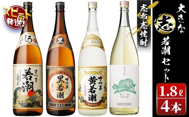 ＜入金確認後、2週間以内に発送！＞志布志焼酎「大きな志」若潮セット 1.8L×計4本 c3-029-2w