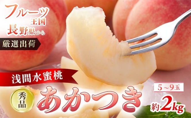 【2026年8月上旬～発送予定】 先行予約 「浅間水蜜桃プレミアム」 もも あかつき 秀品 約2kg 5～9玉 贈答品 ふるさと納税 果物 桃 フルーツ モモ 果肉  長野県産 小諸市