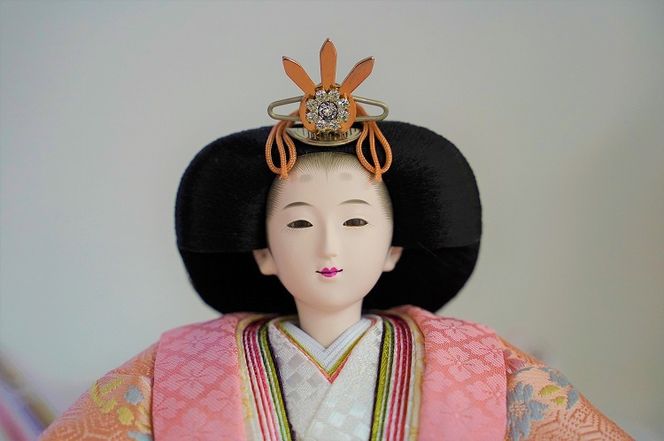 【収納飾りセット“有明”】人形作り40年 “平安天鳳”作 極上有職織物 京の舞 白撫子 手作り ひな祭り 木製 今どき かわいい おしゃれ モダン H067-171