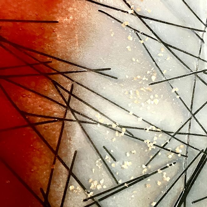 【皿】おもてなし皿　和モダン　ガラス皿　朱・金彩　中皿1枚　D