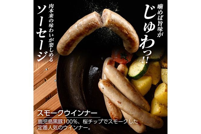 a878 《定期便全3回》鹿児島黒豚「短鼻豚」無添加スモークウインナー計60本(20本×3回)【鹿児島ますや】姶良市 ウインナー ウィンナー 無添加 おつまみ 冷凍 黒豚 スモーク おかず