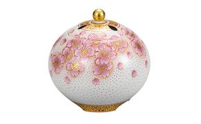九谷焼　3.2号香炉　金襴手桜　福田良則作 a05 