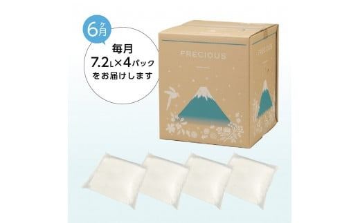 【6ヶ月お届け！】ウォーターサーバー詰め替え用天然水定期便　FRECIOUS　dewo 水 富士山 天然水 定期便 7.2L 6回 詰め替え ストック 山梨 富士吉田