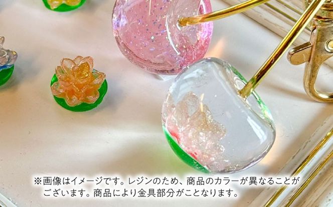 さくらんぼ バッグチャーム 特注 蓮の花 アクセサリー ハンドメイド レジン 愛西市 / Momo’s 工房[AECR028]