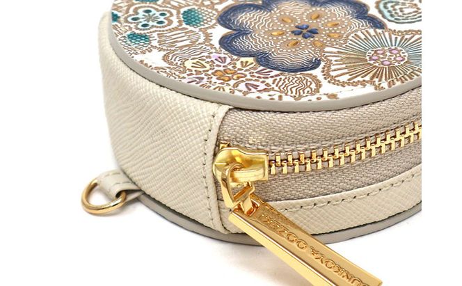 【文庫屋大関】マカロンポーチ 春らんまん＜瑠璃＞【皮革工芸品】 ポーチ ミニポーチ 小物入れ アクセサリー入れ イヤホン入れ 収納 保管ケース 手のひらサイズ  本革 革 皮革 工芸品 工芸 雑貨 ギフト プレゼント 日本製 東京