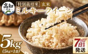 ミルキークイーン 玄米 ５ｋｇ 令和８年産 特別栽培米 国産 精米 米 お米 ご飯 ごはん おにぎり おむすび 炊き込みご飯 高知県 香南市 常温 sr-0011