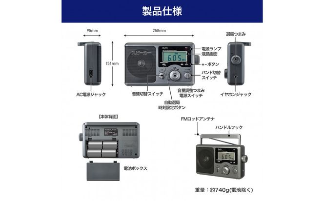 短波液晶ポータブルラジオ　ER-H300TL 272183_AZ172