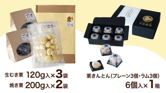 【 吉原農場 の 完熟栗 】熟成 栗 満喫 セット ( 栗の深雫 プレーン3個 ＆ ラム3個入 ) 令和7年産 栗の深雫 完熟  生むき栗 焼き栗 栗きんとん プレーン ラム くり クリ 栗ごはん おかし お菓子 果物 フルーツ 数量限定 旬 秋 冬 正月 おせち [CX034ci]