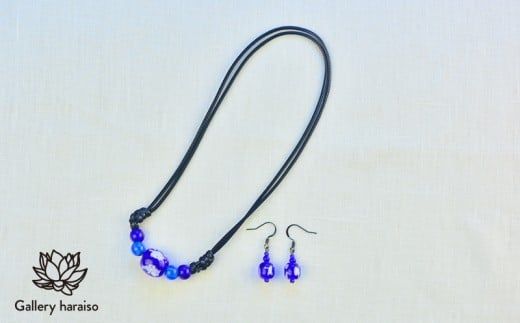 【トンボ玉】緑の風・マース玉ジュエリーセット【ネイビー】