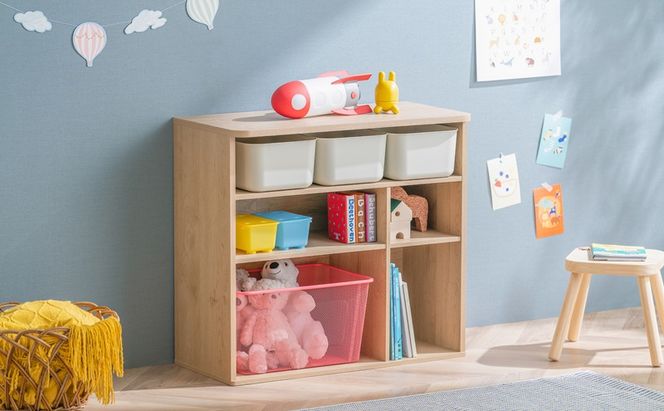 収納棚 ラウンドシェルフ RUSR-74S ナチュラル/ライトベージュ おもちゃ 収納 ラック ボックス アイリスオーヤマ おしゃれ おもちゃ箱 絵本棚 おもちゃ棚 キッズ 子ども シェルフ 北欧 収納棚 子供部屋 ケース 入学 入園 ラウンドシェルフ TV台