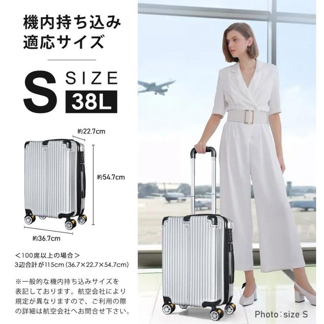スーツケース 機内持ち込み Sサイズ 1泊-3泊 38L ストッパー付き キャリーケース キャリーバッグ 超軽量 TSAロック 海外旅行 修学旅行 出張 旅行かばん 男性 女性 SunRuck SR-DT038-SV