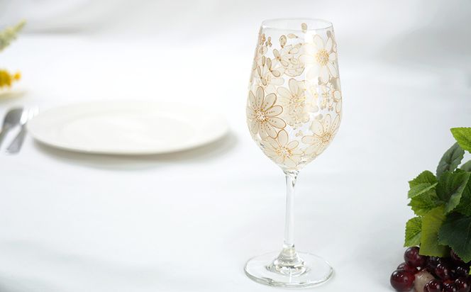 【絵付け手描き】ワイングラス「デイジー」 根本久美作 | ワイン 硝子 食器 おしゃれ 一点もの