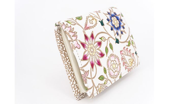 【文庫屋大関】箱まち小銭入れ　花更紗【皮革工芸品】 ファッション小物 財布 民芸品 