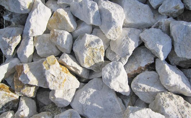 庭石、ごろた石 あまくさ石灰石小粒（40mm～60mm） 約20kg土嚢袋入り 合計約20kg 天草石 小粒 石灰石 ホワイト 白 小石 石 天然石 庭 熊本県 上天草市