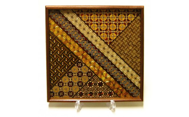 【箱根寄木細工　正角盆　小】 142069_CW100