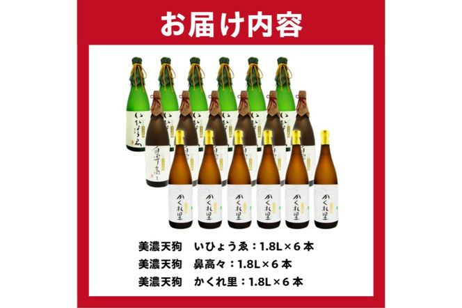 可児市の美味しい地酒Eセット　美濃天狗大吟醸　夢の18本セット【0026-009】
