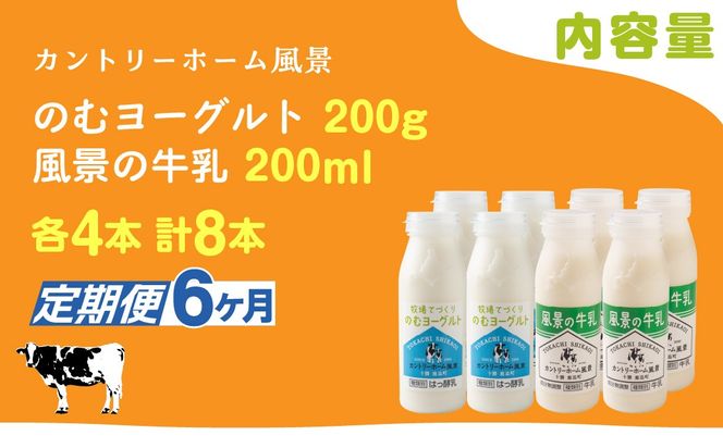 【定期6ヶ月】のむヨーグルト200g 風景の牛乳200ml 各4本 SKB121