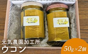 元気農園加工所　ウコン50g×2個　うこん 粉末 春ウコン 秋ウコン ターメリック クルクミン 三重県 名張市