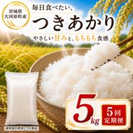 つきあかり 定期便 5回/5kg×1袋 令和8年産 新米 ブランド米 白米 精米 【小分け】 宮城県大河原町産