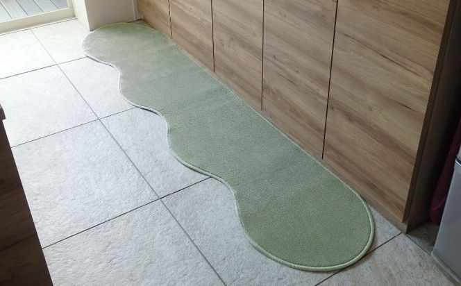 diw0045 北欧風キッチンマット ラグマットタイプ 45×210cm ピーナッツ型 アッシュミント 抗菌防臭 SEK 織人しきもの屋工房