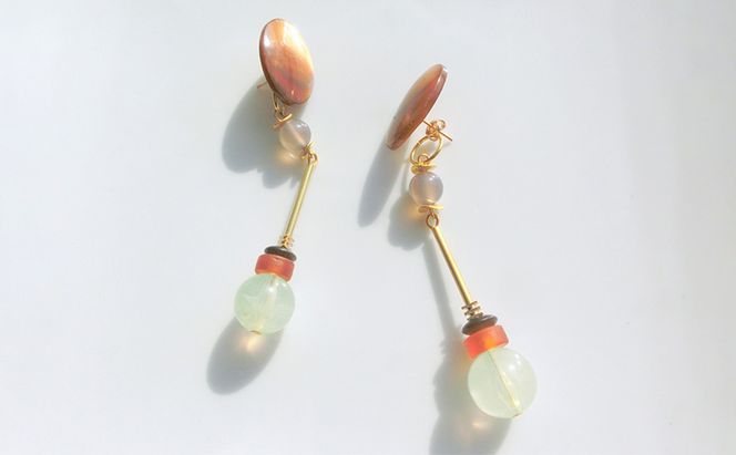 Jupiter ピアス アクセサリー 天然石 1個 [Q]handmadejewely【ゴールド グリーン ブラウン オレンジ シンプル クール エレガント 可愛い ハンドメイド ジュエリー 手作り  職人 上品 華やか ドレス 結婚式 大人の雰囲気 ギフト プレゼント】