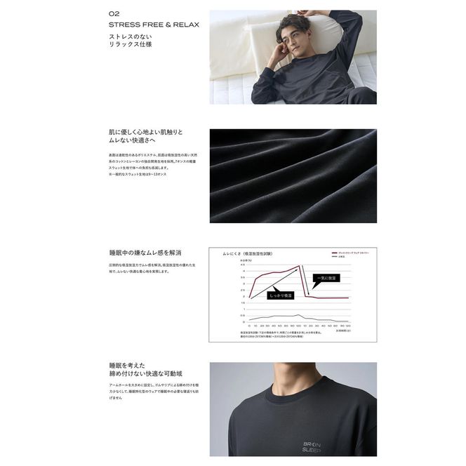 ブレインスリープ ウェア リカバリー 上下セット (チャコールグレー・Mサイズ) リカバリーウェア スリープウェア ナイトウェア ルームウェア ユニセックス 一般医療機器 パジャマ 疲労回復 血行促進 【ブレインスリープ】akn103-06