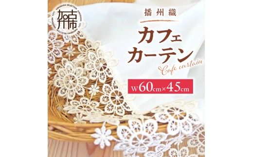 播州織カフェカーテンコメット(W60ｘ45cm)《 播州織綿 細窓 小窓用 レース付き コメット おしゃれ アイセレクト 》【2500N13803】