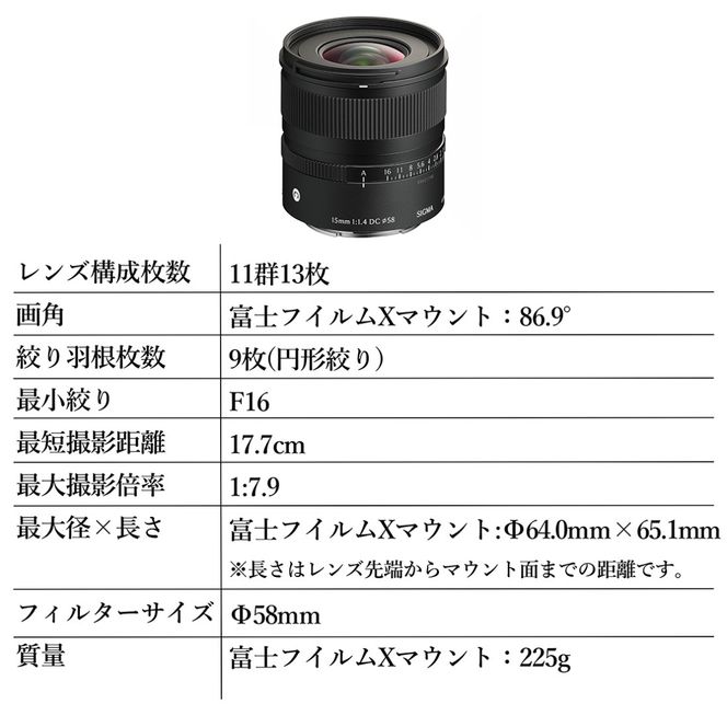 SIGMA 15mm F1.4 DC | Contemporary【富士フイルムXマウント】カメラ