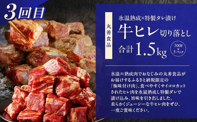 099Z640 1位獲得の肉 定期便 全3回 総量 3.8kg【牛肉 焼肉 牛タン ハラミ 牛ヒレ お肉 福袋 訳あり サイズ不揃い 毎月配送コース】