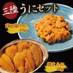 焼うに40g 甘口塩うに40g セット 雲丹 寿司 焼き雲丹 寿司 汐うに 潮うに 海鮮 魚貝類 魚介類 ムラサキウニ 三陸 岩手 大船渡市 [morihiro004_1]
