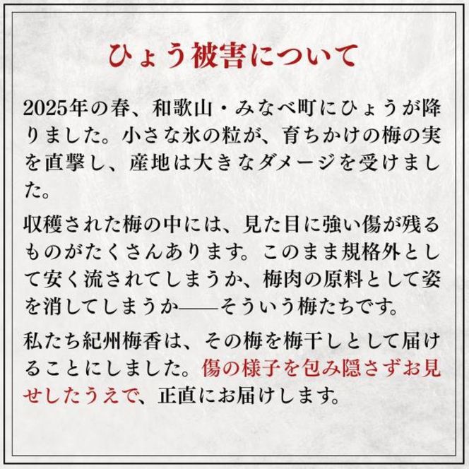 無添加梅干し ひょう被害エール規格外はちみつ梅干し 1kg(500gパック×2個) 塩分6% 甘酸っぱい 蜂蜜漬け 6-HYO ［KU12］ 303446_ED90011