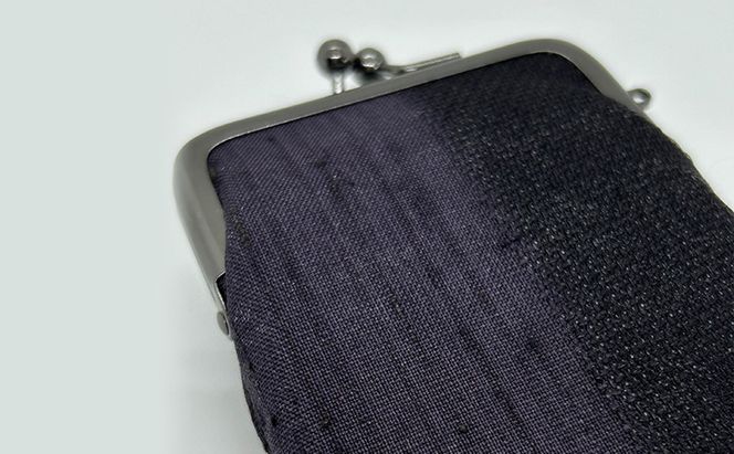がま口ポーチS ぜんまい紬 濃紫 ファッション小物 財布 ファッション 
