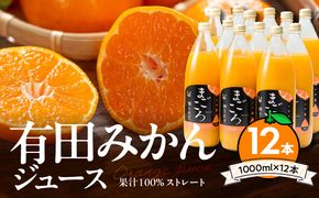 ZE6184_【まごころ】有田みかんジュース100％ 1000ml×12本